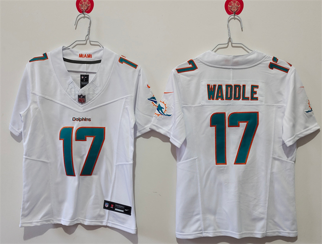Women's White Miami Dolphins #17 Jaylen Waddle F.U.S.E Vapor Untouchable Stitched Jersey(Run Small)